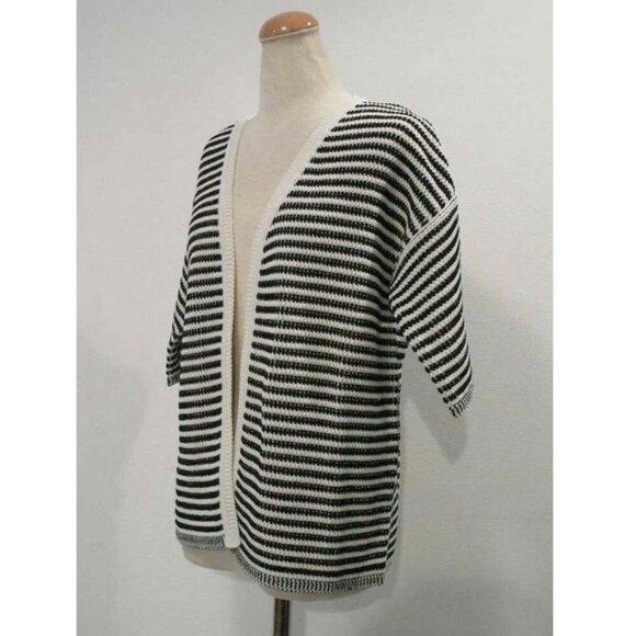 Max Mara Cardigan Sweater Womens Extra Small V-Neck Short Sleeve Cotton Linen - Picture 3 of 6